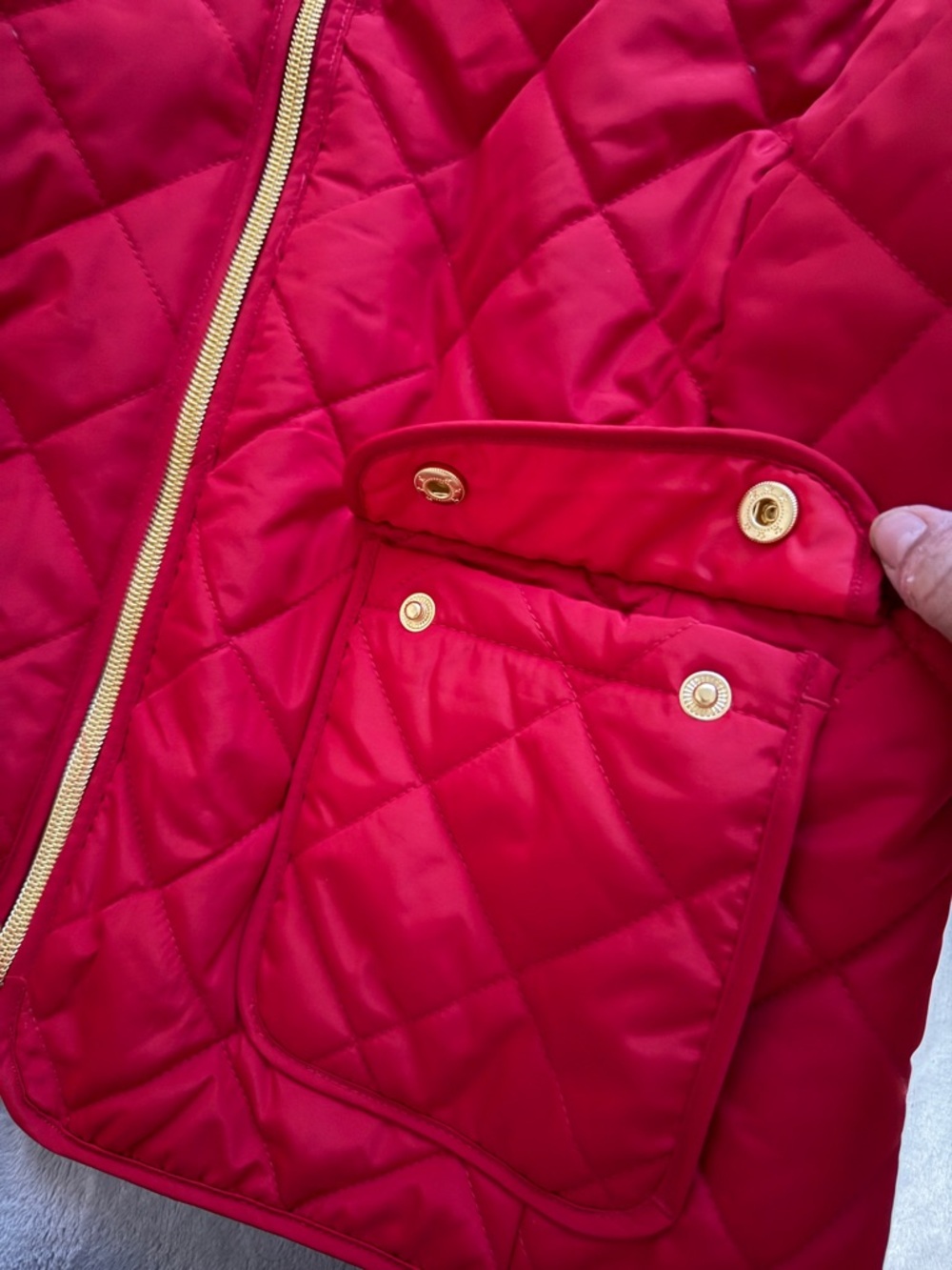 Quilted Red Puffer Vest with Gold Zipper - Picture 5 of 8